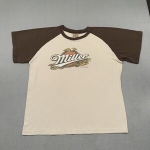 Miller Short Sleeve Raglan Tee in Cream and Brown